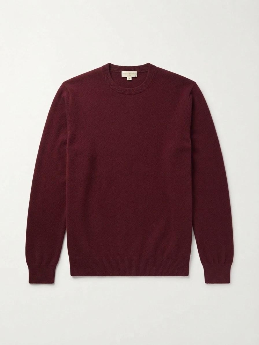 Men's Crewneck 100% Cashmere Sweater - Wine Colored